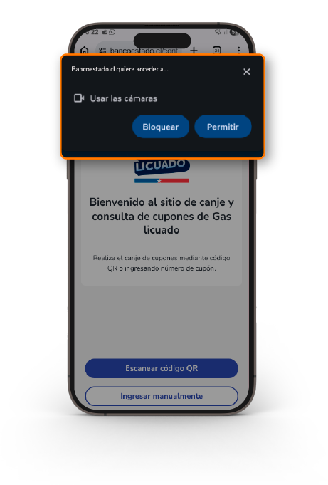 Paso 3 botón permitir uso de cámara