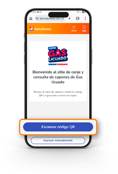 Paso 2 botón escanear Código QR
