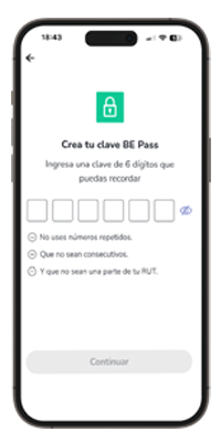 App BancoEstado Crear clave BE Pass