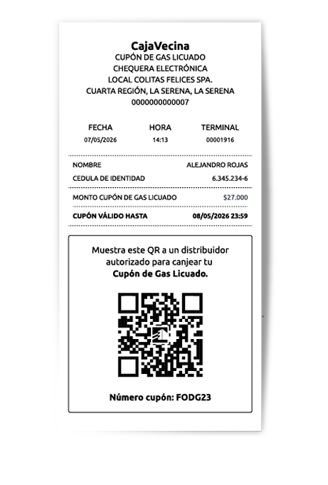 impresión de cupón de gas licuado