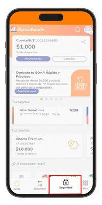 App BancoEstado botón seguridad
