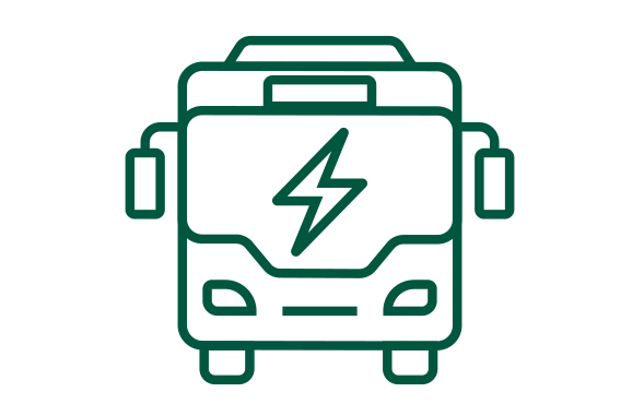 Ilustración de bus eléctrico sistema RED financiado por fondos sustentables