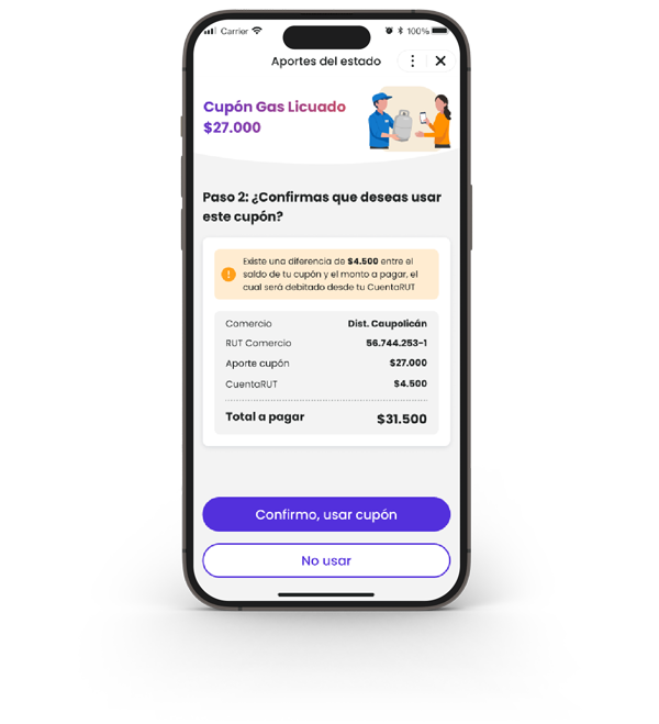 Paso 5 Cupón Gas Licuado $27.000