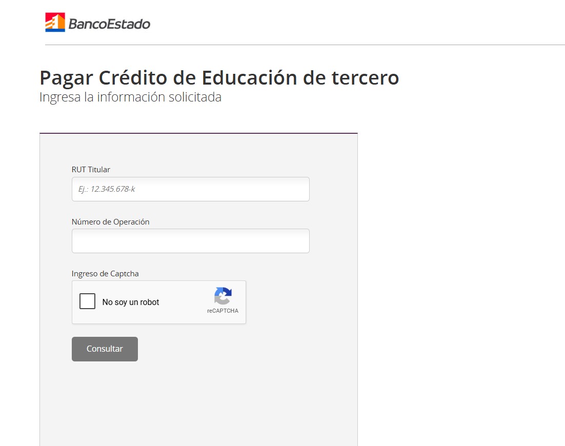 Formulario para Pagar Crédito de Educación de tercero