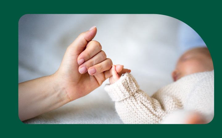 Mano de adulto y mano de bebé Mano de adulto y mano de bebé