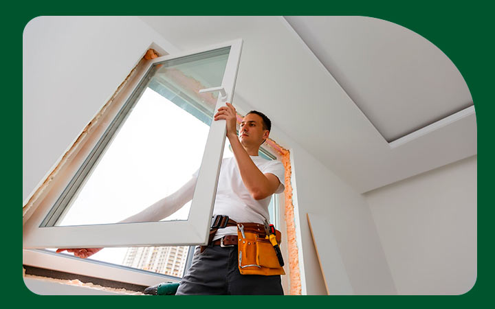 Hombre instalando ventana