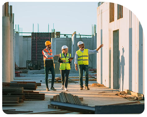 Trabajadores en medio de una obra