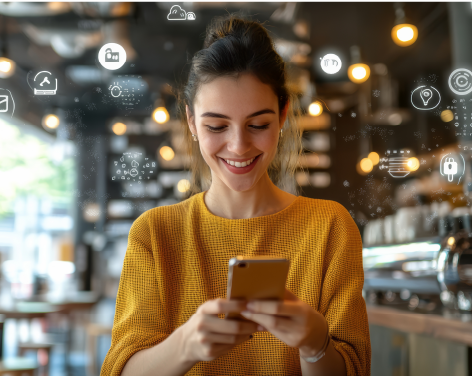 Mujer navegando por App Empresas BancoEstado