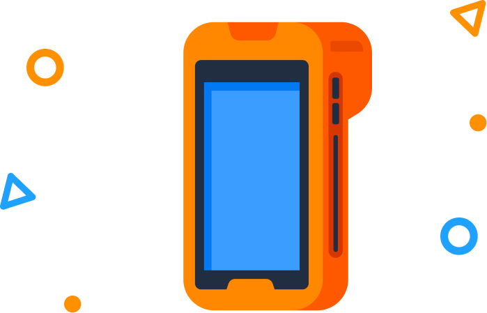 Mujer con un maquina compraqui en la mano