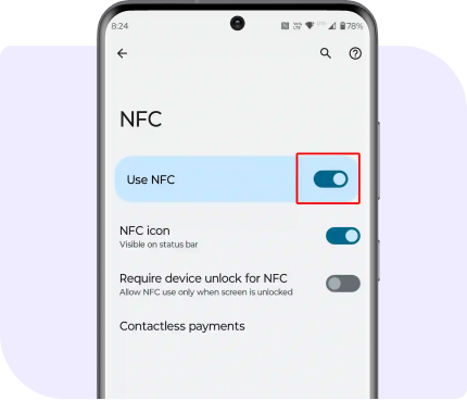 Activa la función NFC 1. Activa la función NFC
