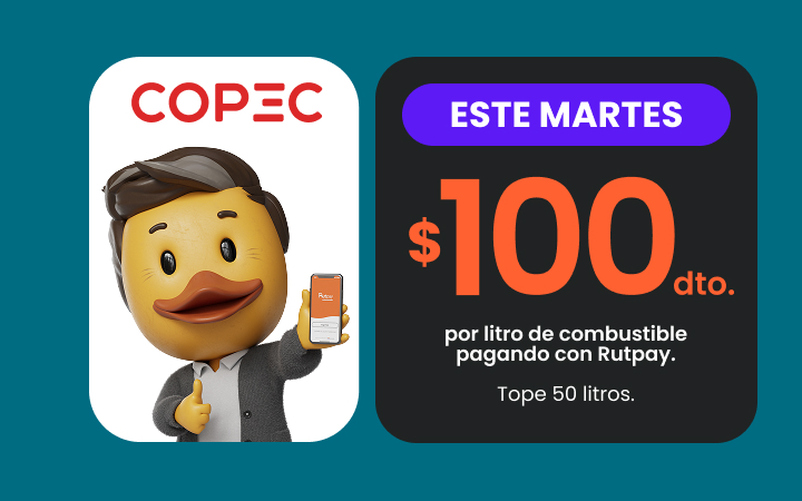 Descuento combustible Copec pagando con App Rutpay